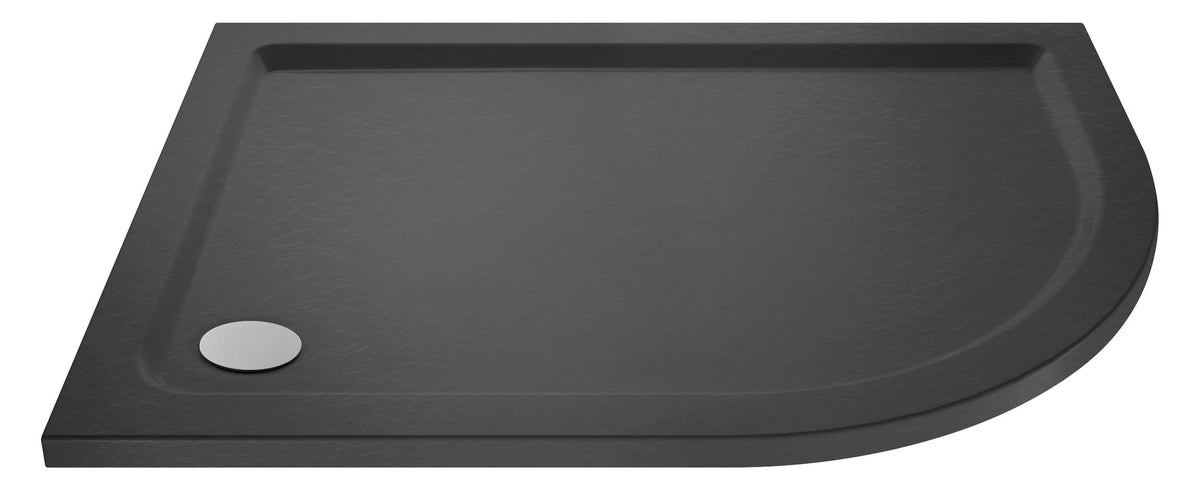 900 x 800mm Slate Grey Slimline Right Hand Offset Quadrant Shower Tray