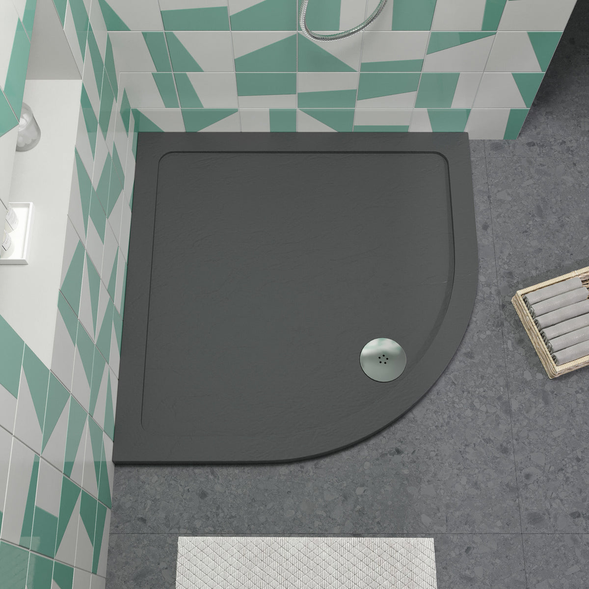 Modern Splash  900mm Slate Grey Slimline Quadrant Shower Tray