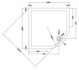 Modern Splash  1000mm Slate Grey Slimline Quadrant Shower Tray
