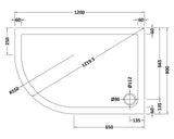 1200 x 800mm Slate Grey Slimline Left Hand Offset Quadrant Shower Tray