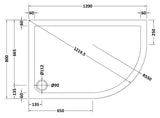 1200 x 800mm Slate Grey Slimline Right Hand Offset Quadrant Shower Tray