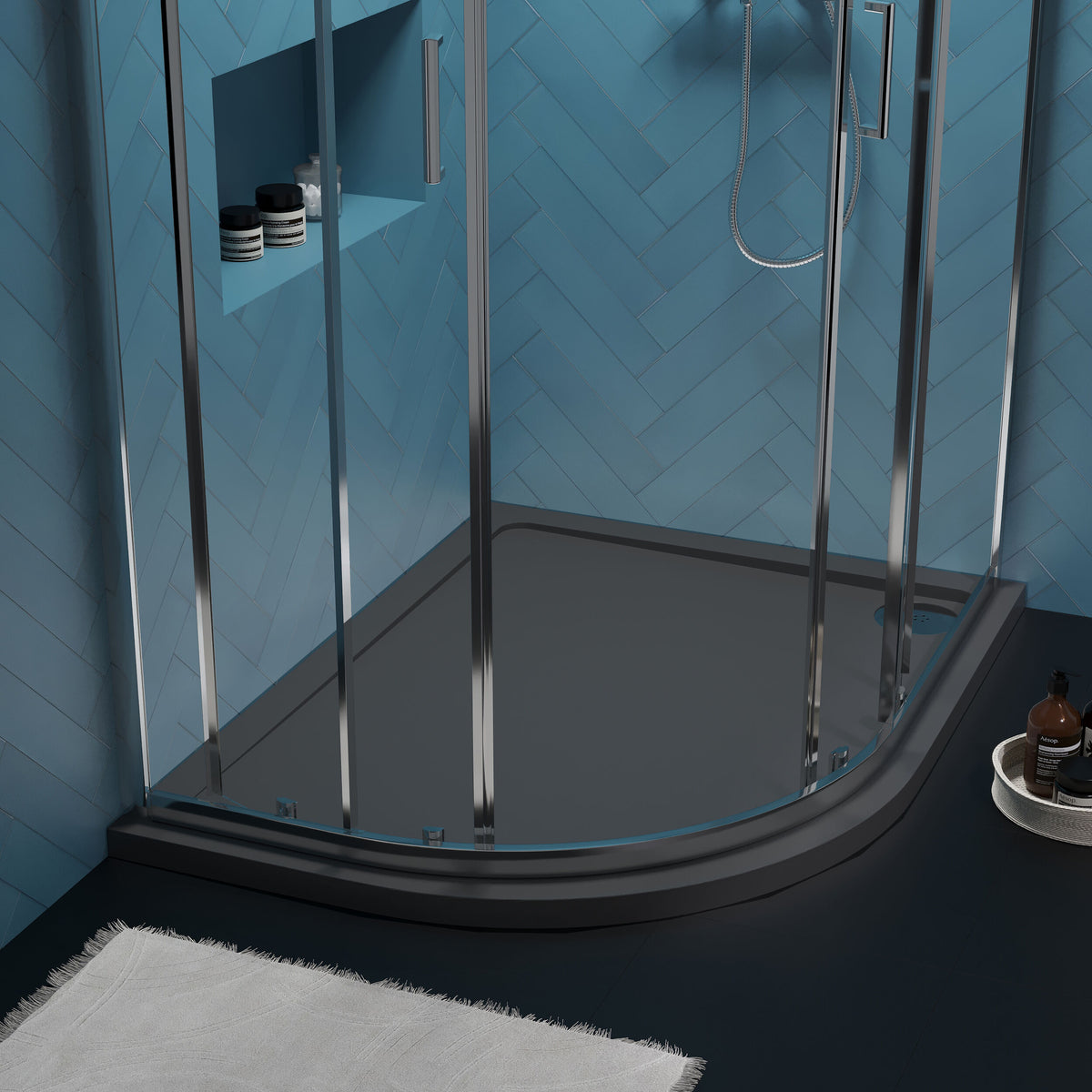 Modern Splash  1200 x 900mm Slate Grey Slimline Left Hand Offset Quadrant Shower Tray