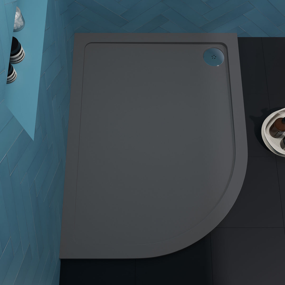 Modern Splash  1200 x 900mm Slate Grey Slimline Left Hand Offset Quadrant Shower Tray