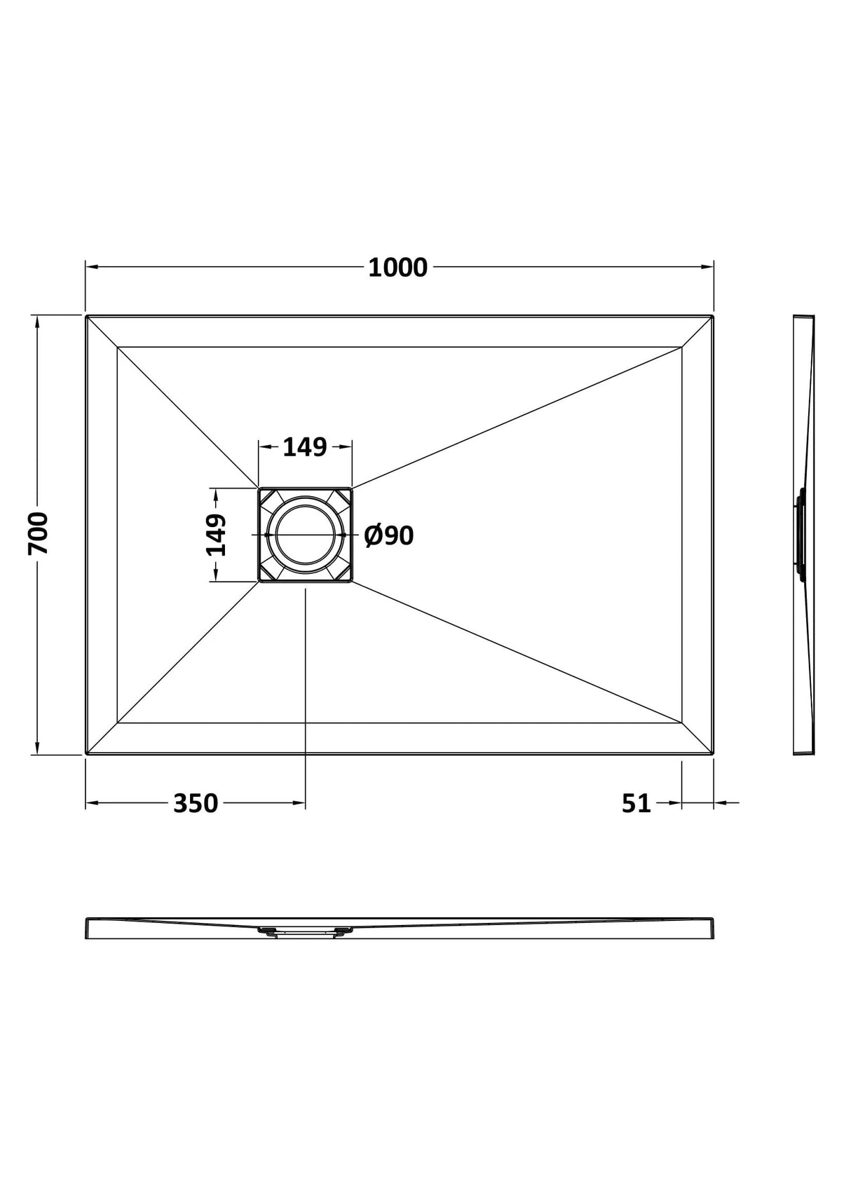 Shower Stone Tray Size