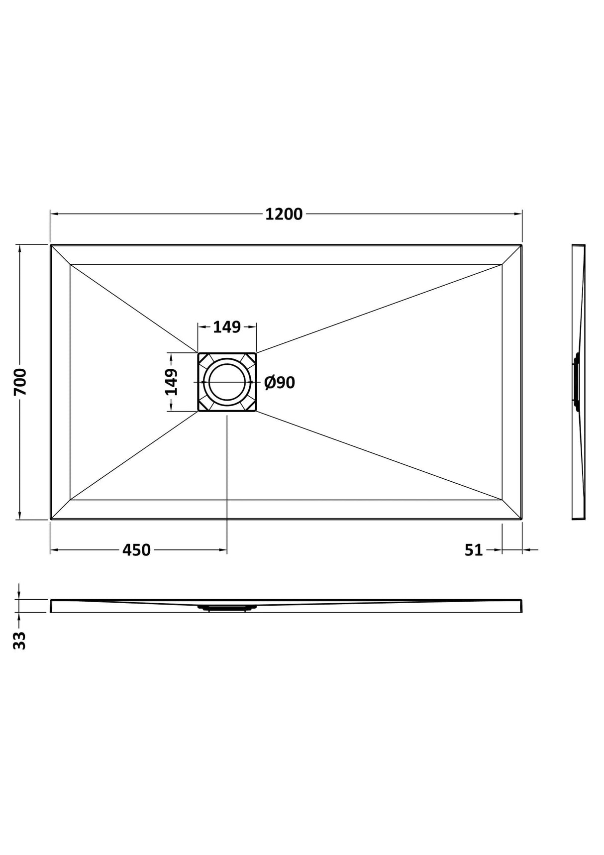 Shower Stone Tray Size