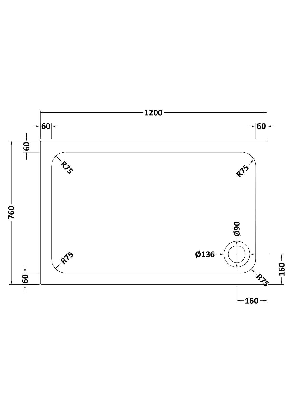 Shower Stone Tray Size