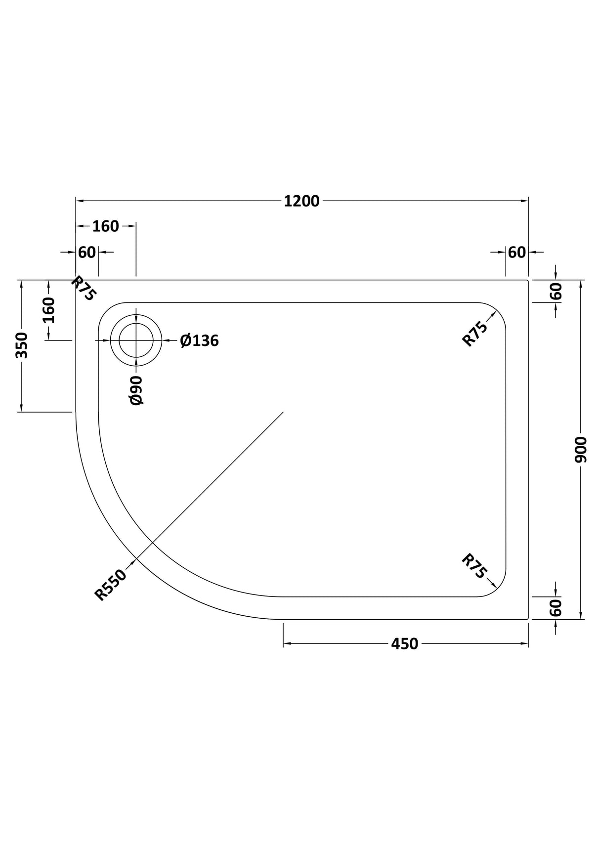Shower Stone Tray Size