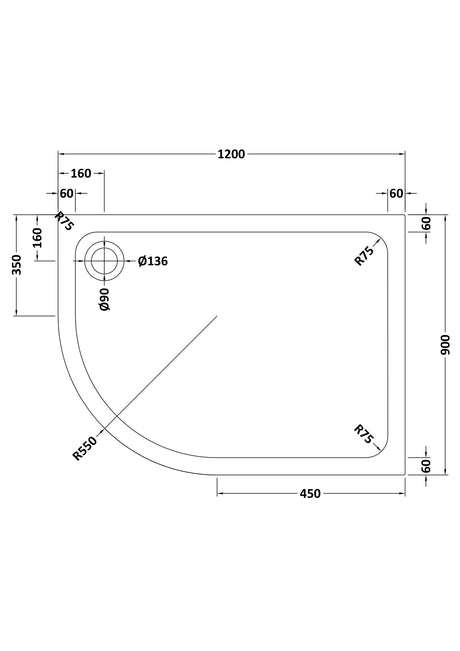 Shower Stone Tray Size