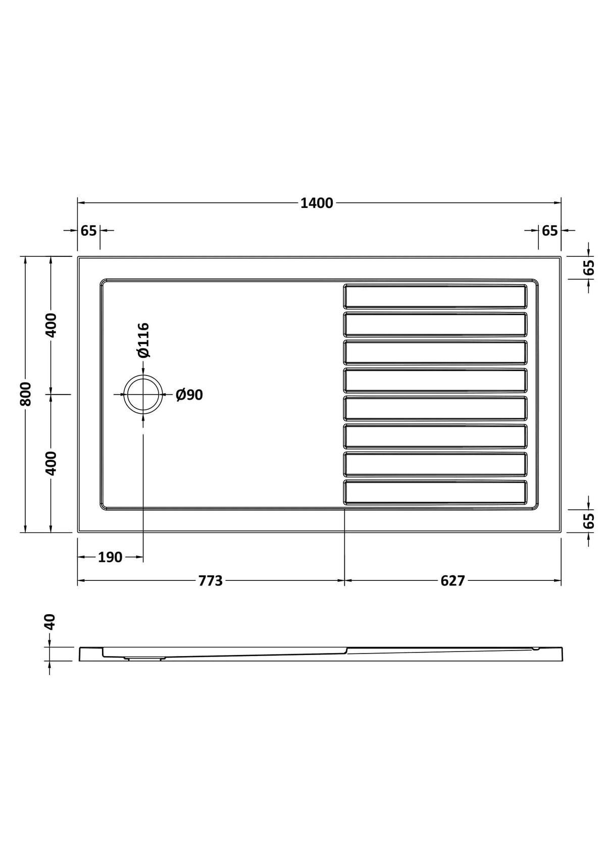 Shower Stone Tray Size