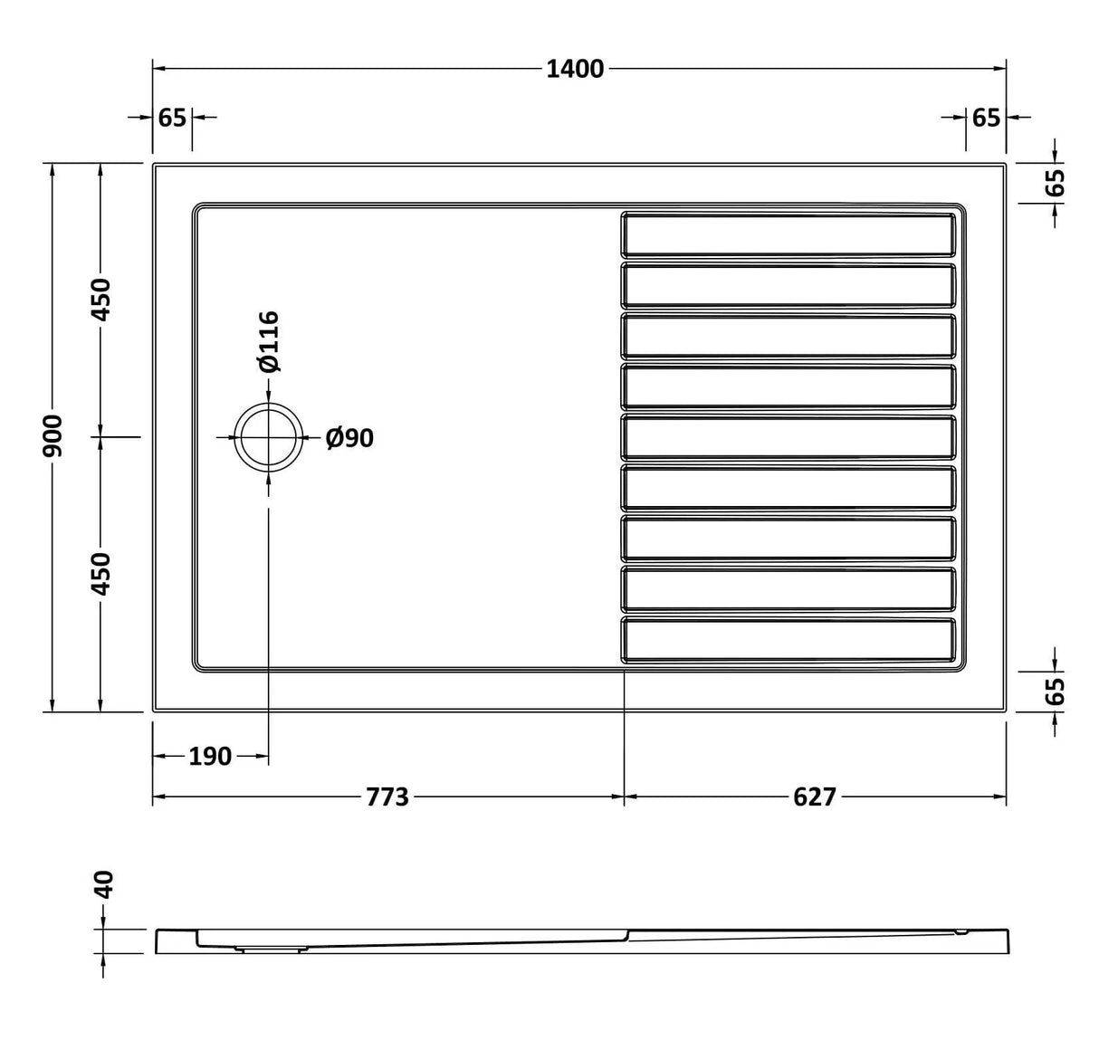 Shower Stone Tray Size