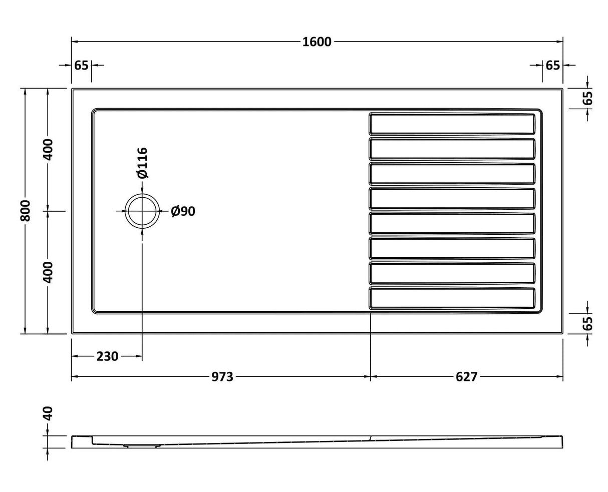 Shower Stone Tray Size