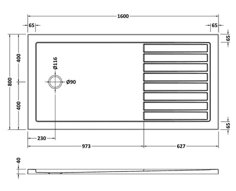 Shower Stone Tray Size