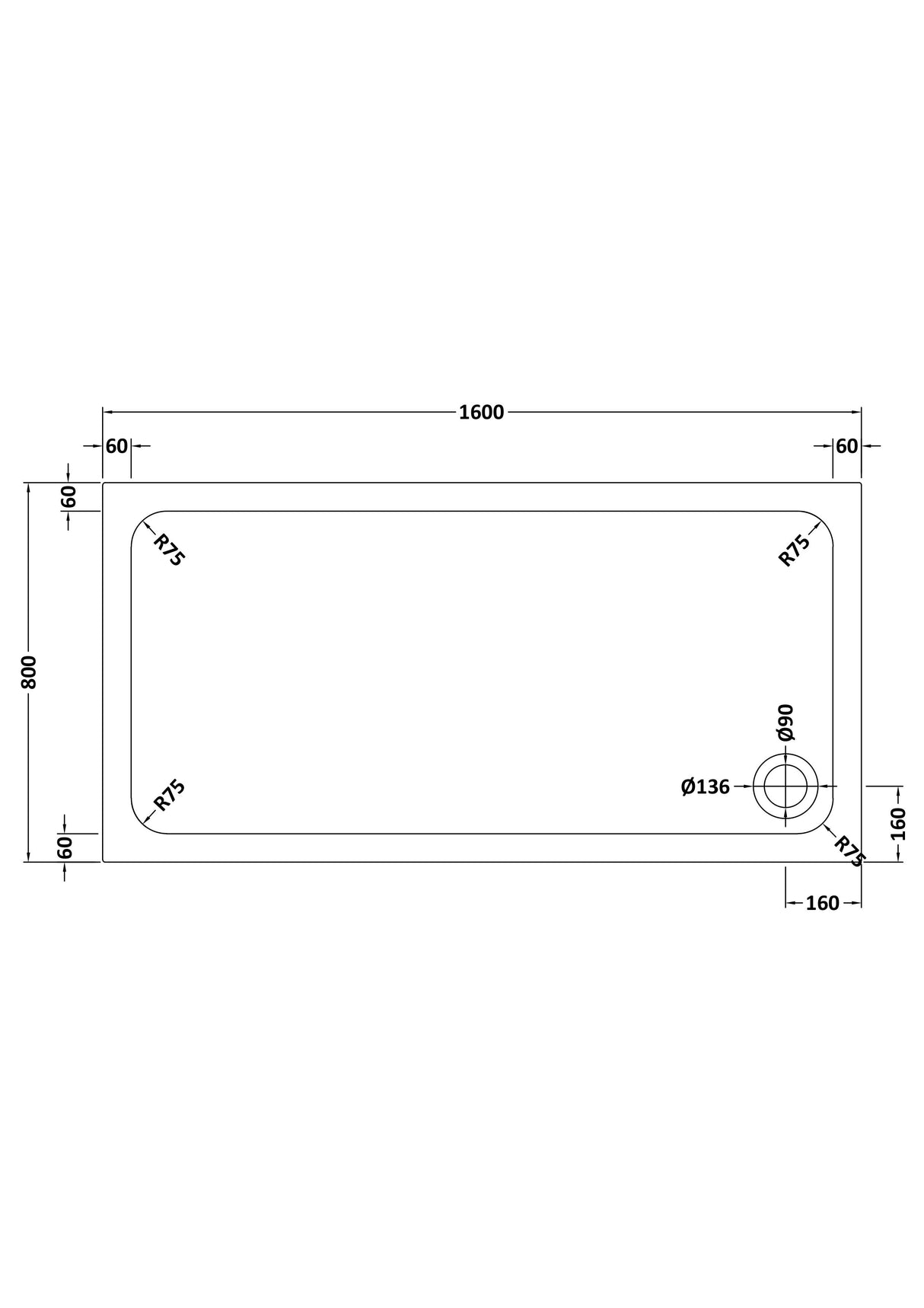 Shower Stone Tray Size
