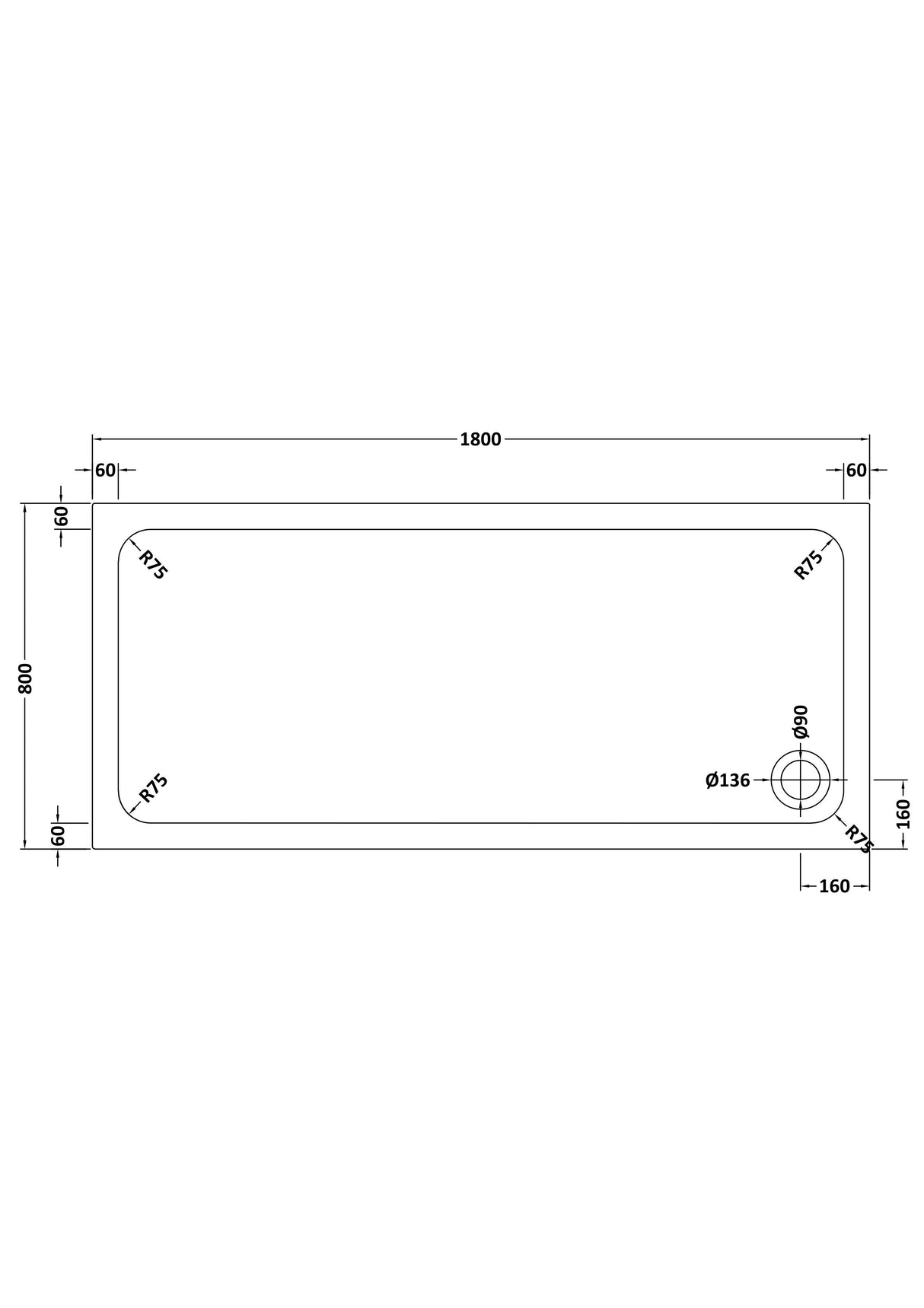 Shower Stone Tray Size