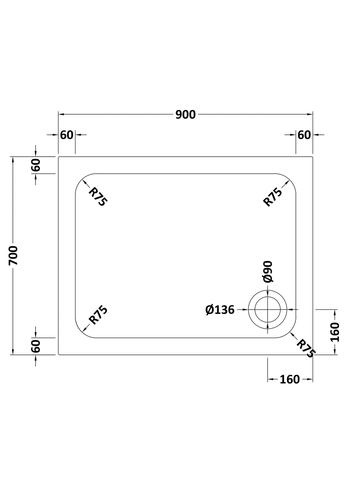 Shower Stone Tray Size