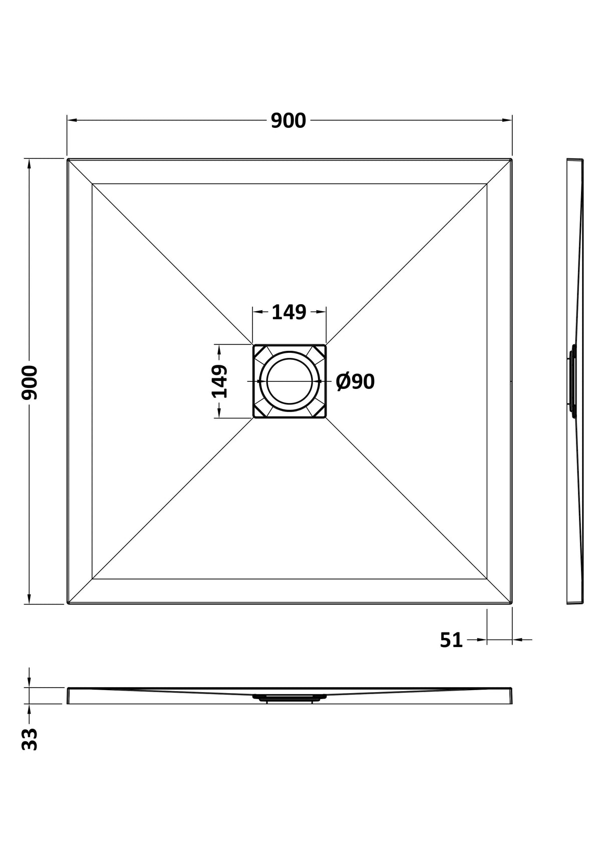 Shower Stone Tray Size