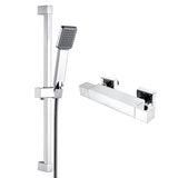 Modern Splash Chrome Square Exposed Bar Valve Shower Set