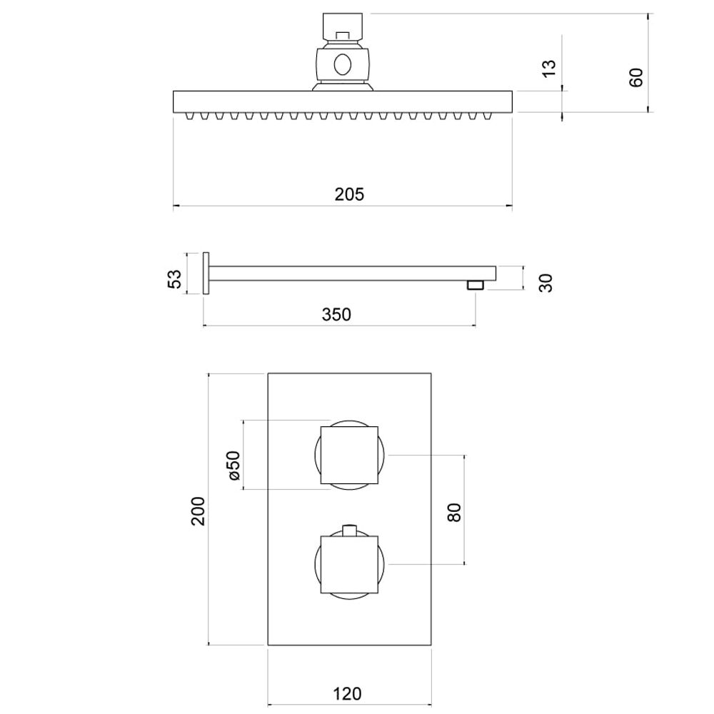 Modern Splash   Chrome Concealed Thermostatic Shower Set