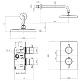 Modern Splash Chrome Concealed Thermostatic Shower Set