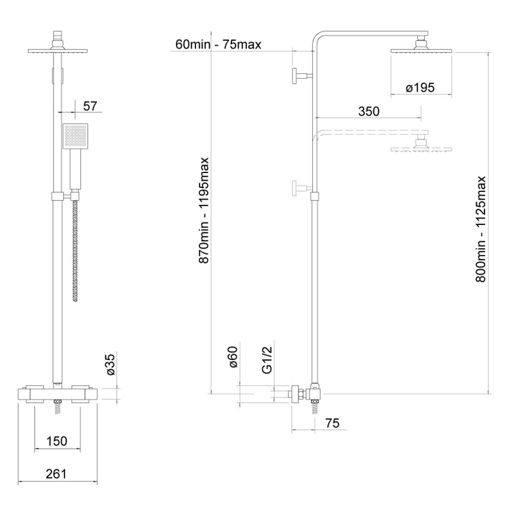 Modern Splash  Chrome Thermostatic Bar Shower Valve
