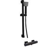 Trisen Piron Black Square Exposed Bar Valve Shower Set