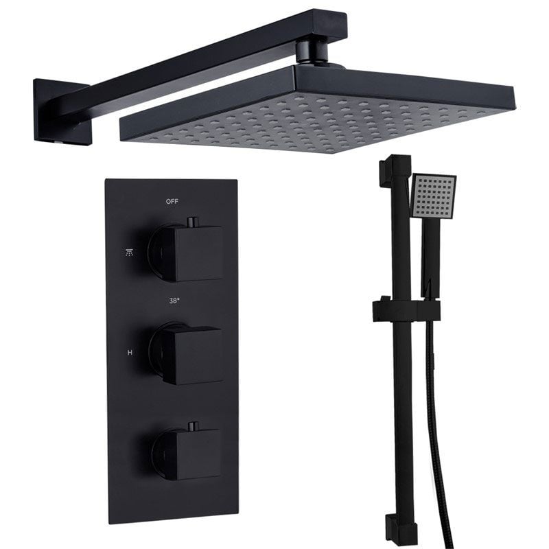 Modern Splash  Black Concealed Thermostatic Shower Set