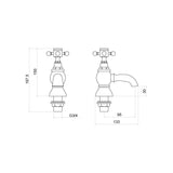 Trisen Formby Chrome Crosshead Bath Taps