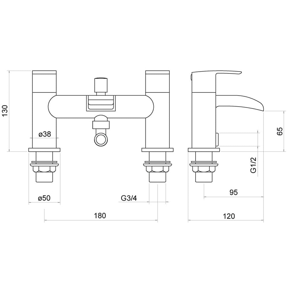 Trisen Merion Chrome Lever Bath Shower Mixer & Kit