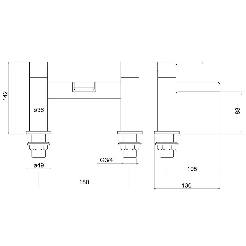 Trisen Warley Chrome Lever Bath Filler
