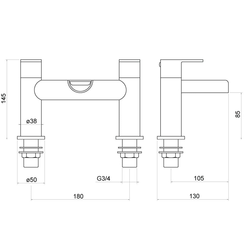 Trisen Ganton Chrome Lever Bath Filler
