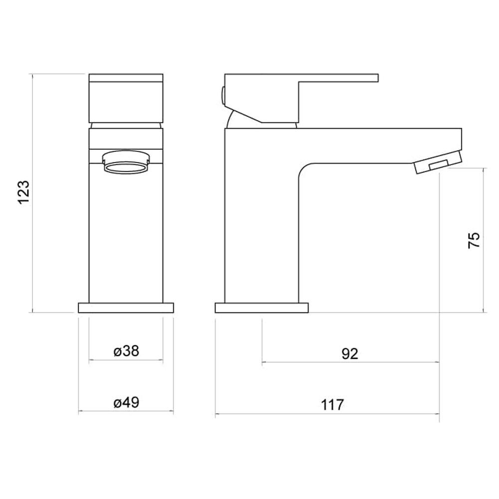 Trisen Kawa Black Mini Lever Mono Basin Mixer