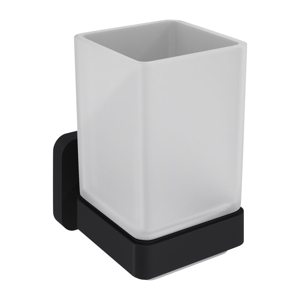 Trisen Matt Black Tumbler Holder With Glass Tumbler
