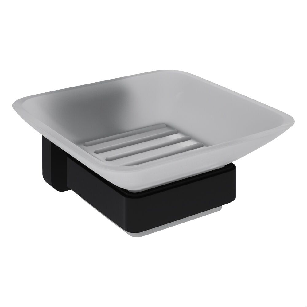 Trisen Matt Black Soap Holder With Glass