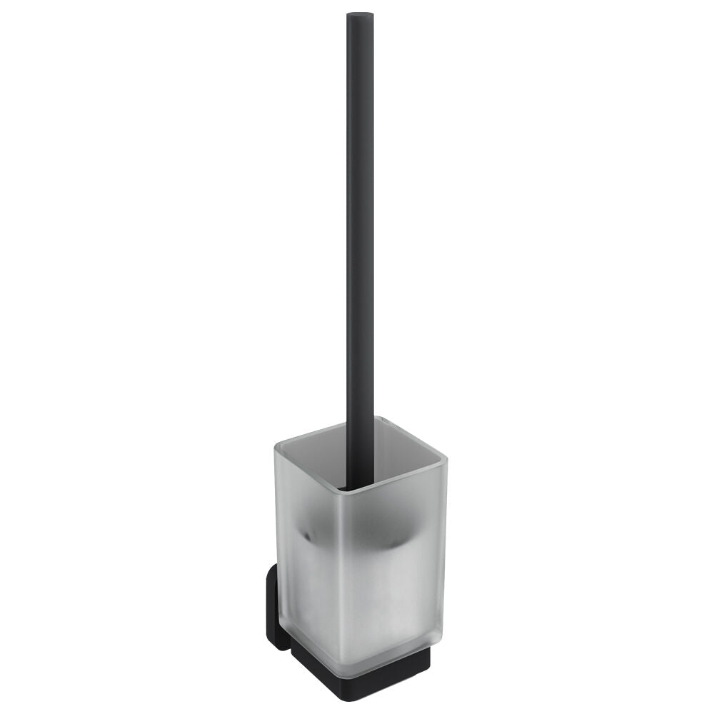 Trisen Matt Black Toilet Brush Holder With Glass