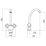 Trisen Chrome Two Handle Club Sink Mixer