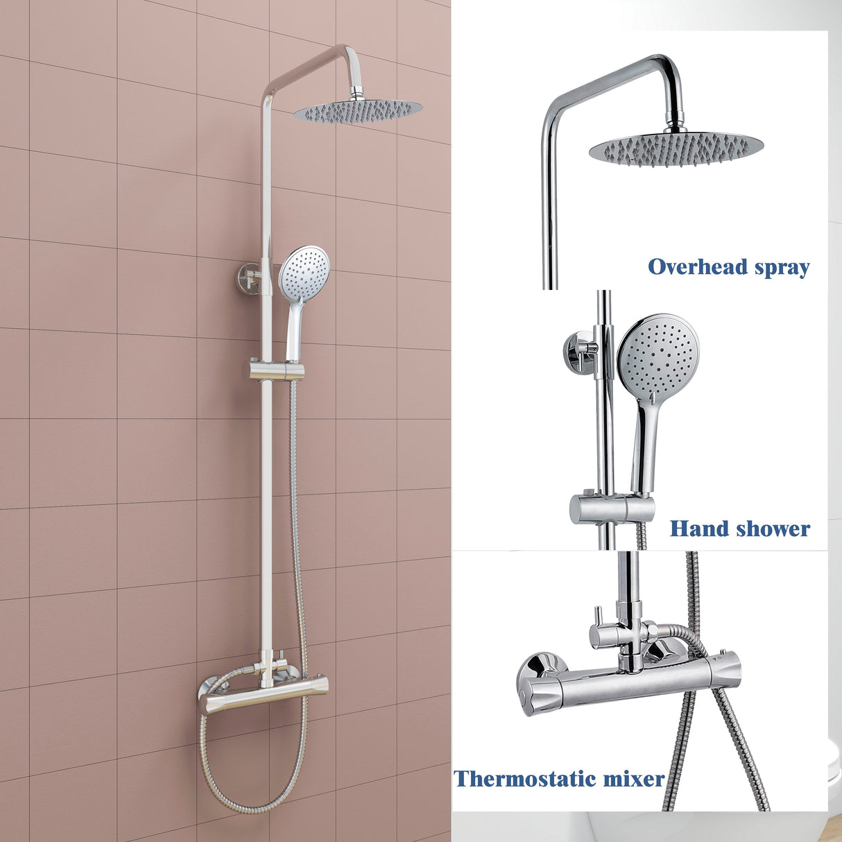 Modern Splash Chrome Thermostatic Shower Mixer-H-09B