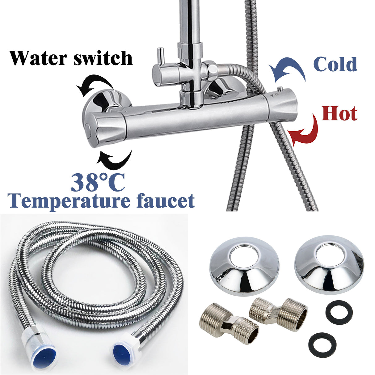 Modern Splash Chrome Thermostatic Shower Mixer-H-09B