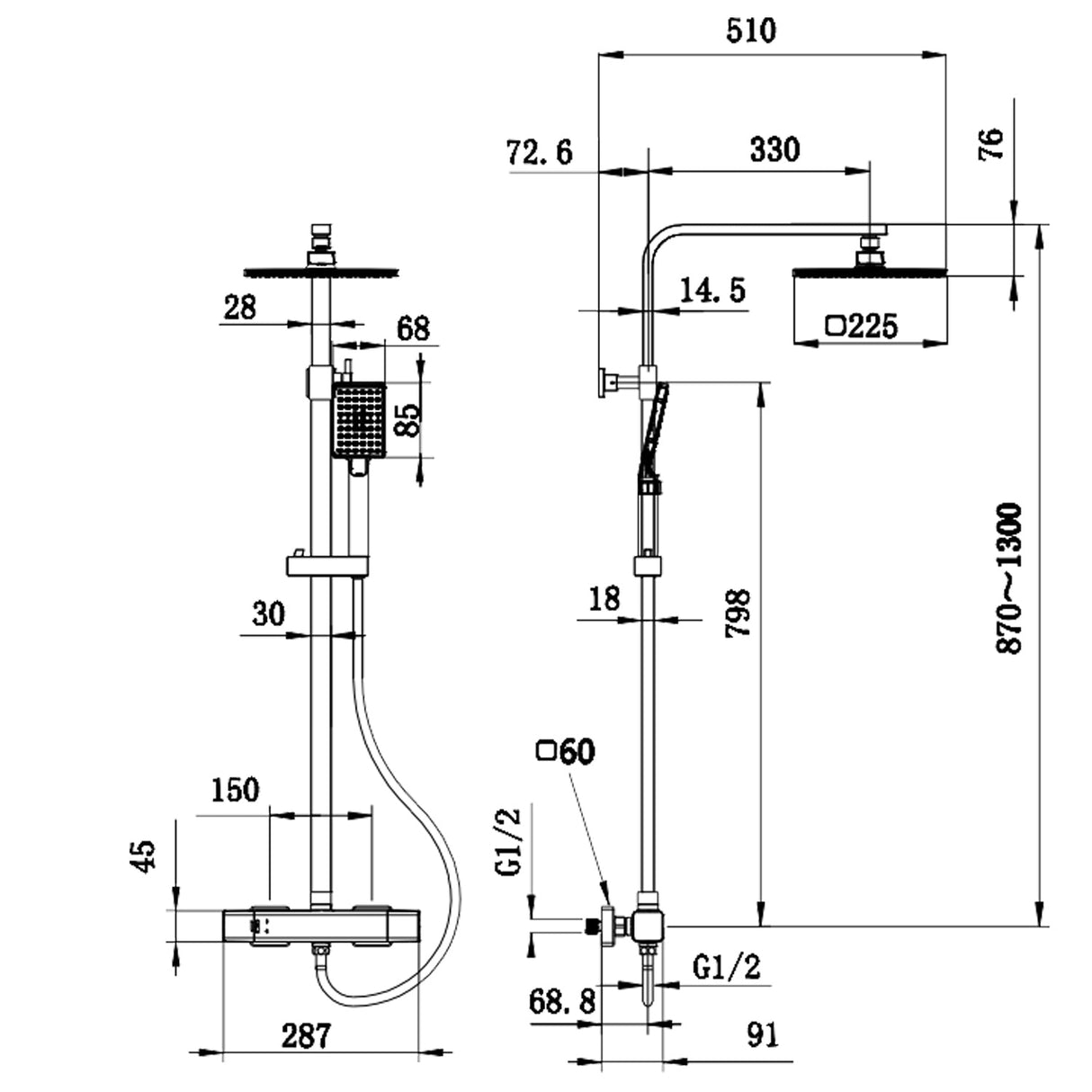 Modern Splash Chrome Thermostatic Shower Mixer