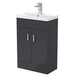 Modern Splash choice Turin 550mm Soft Black 2 Door Floor Standing Vanity Unit With Thin Edge Basin