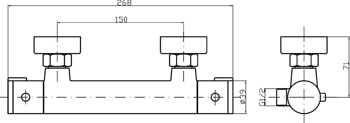 Modern Splash Chrome Minimalist Thermostatic Bar Shower Valve