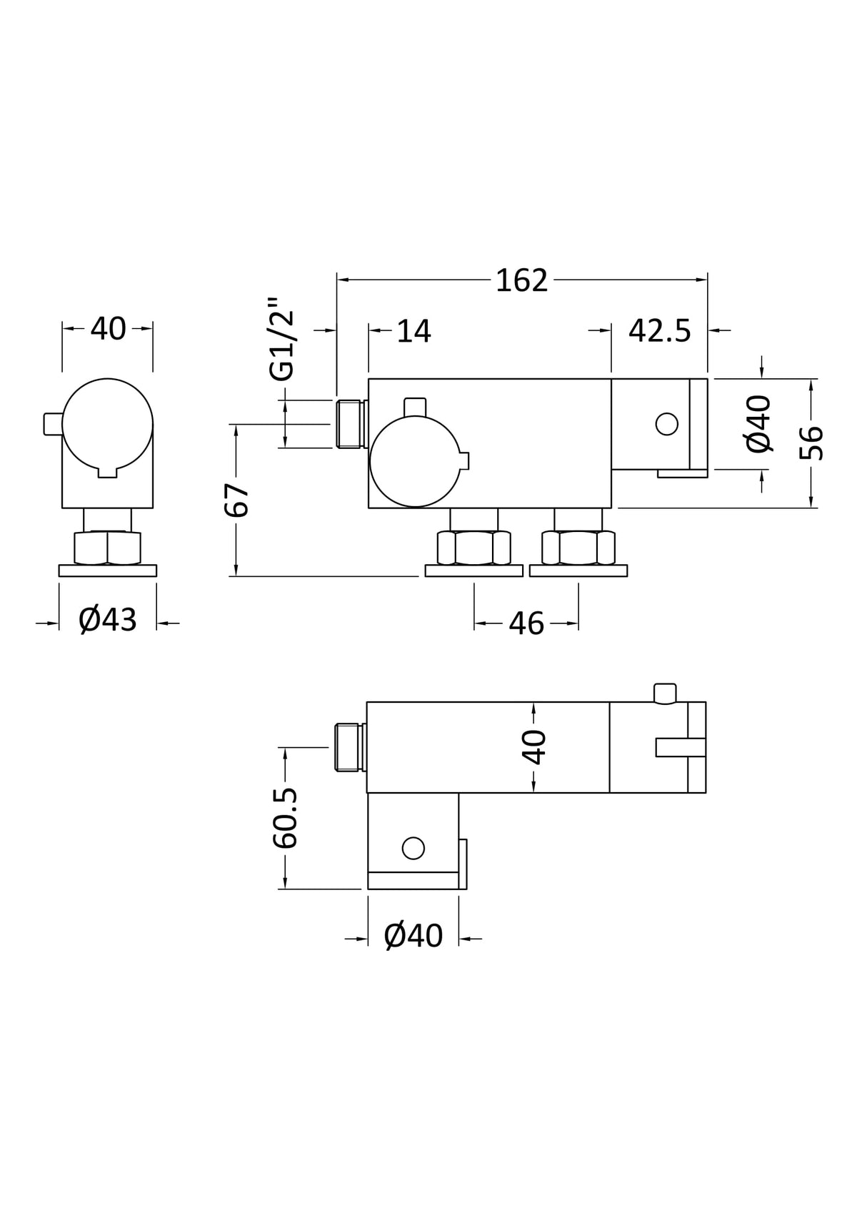 Modern Splash Chrome Vertical Thermostatic Bar Shower Valve