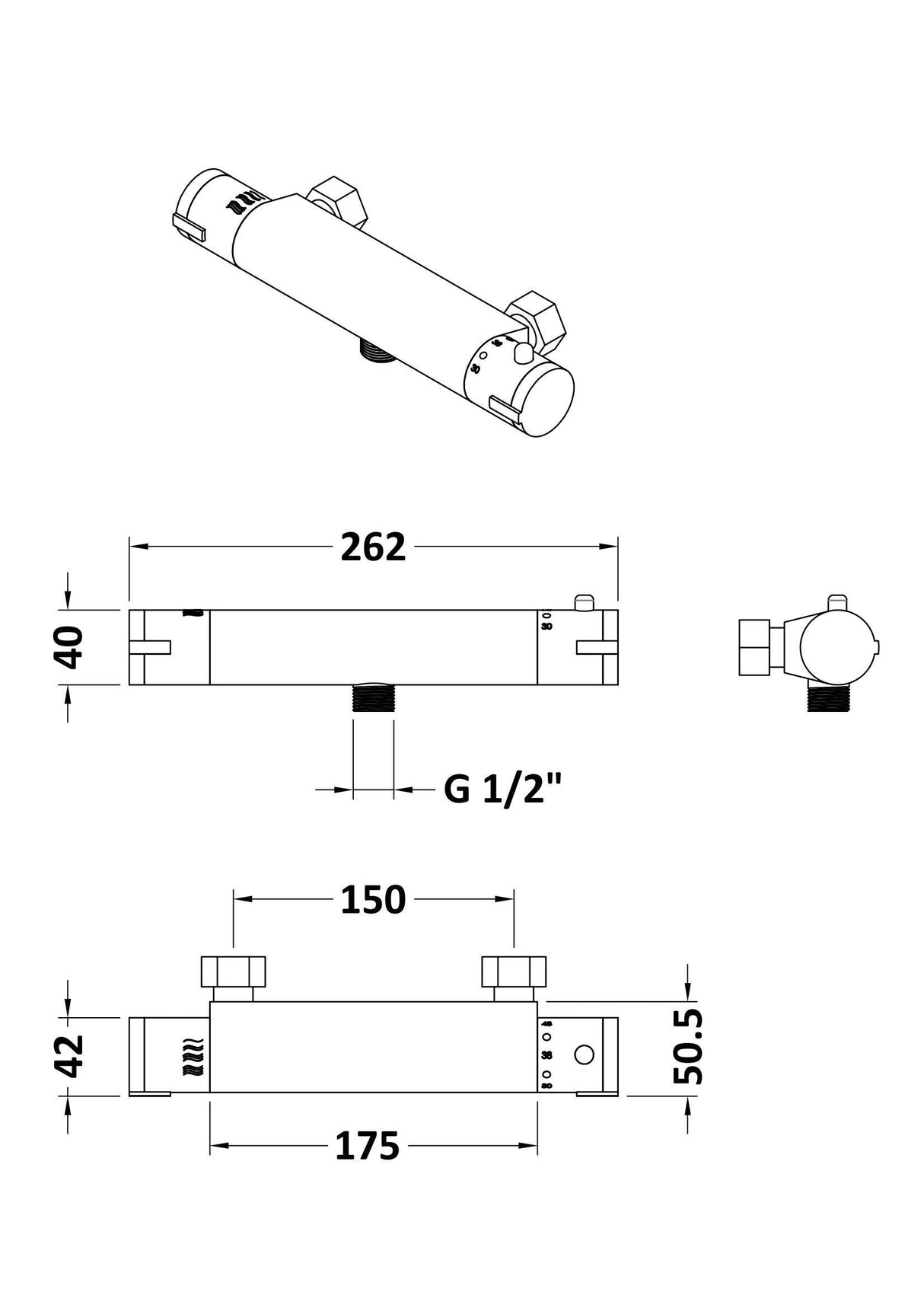 Modern Splash choice Chrome Round Thermostatic Bar Shower Valve