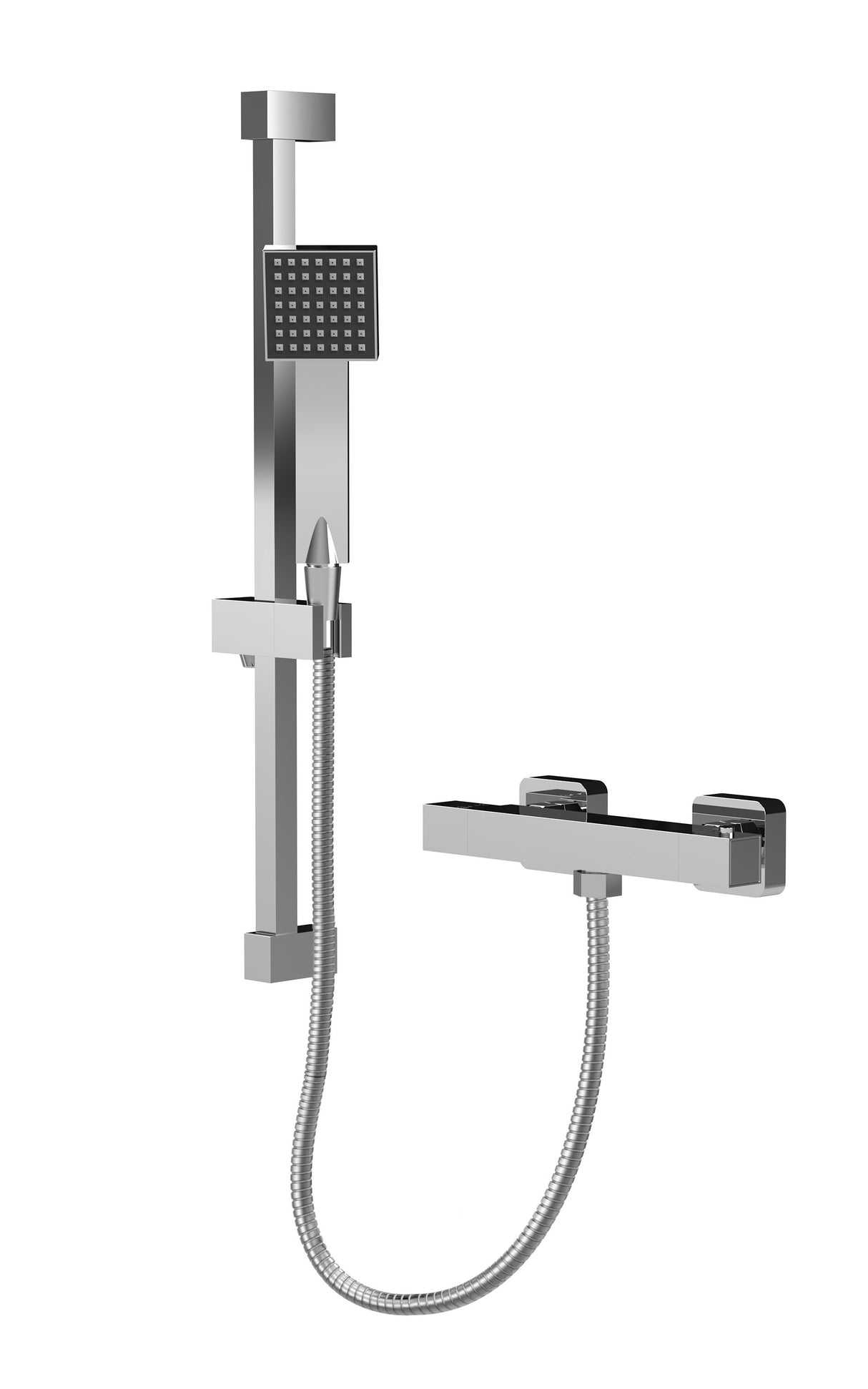 Modern Splash choice Chrome Square Bar Shower Valve and Rail Kit