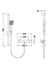 Modern Splash choice Matt Black Square Bar Shower Valve and Rail Kit