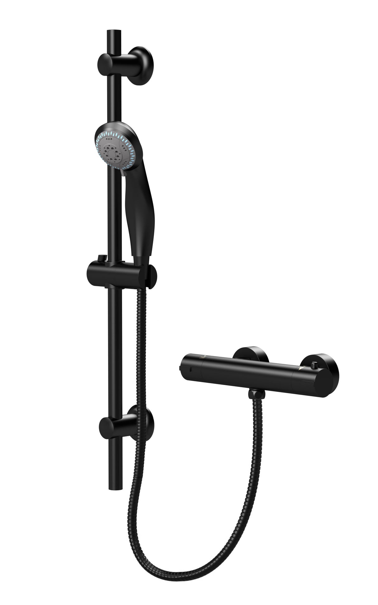 Modern Splash choice Matt Black Round Bar Shower Valve and Rail Kit