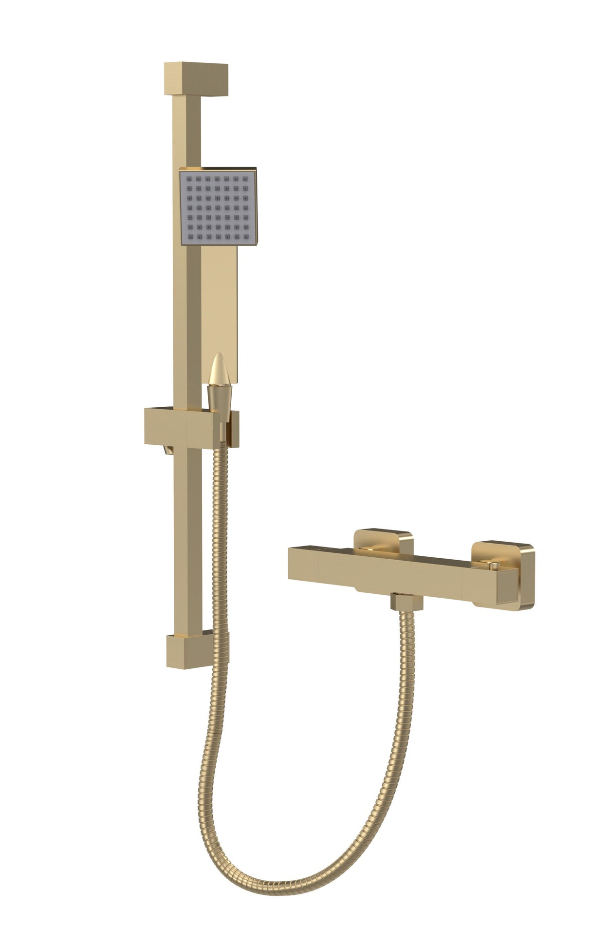 Modern Splash choice Brushed Brass Square Bar Shower Valve and Rail Kit