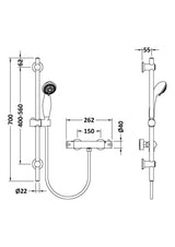 Modern Splash choice Brushed Brass Round Bar Shower Valve and Rail Kit