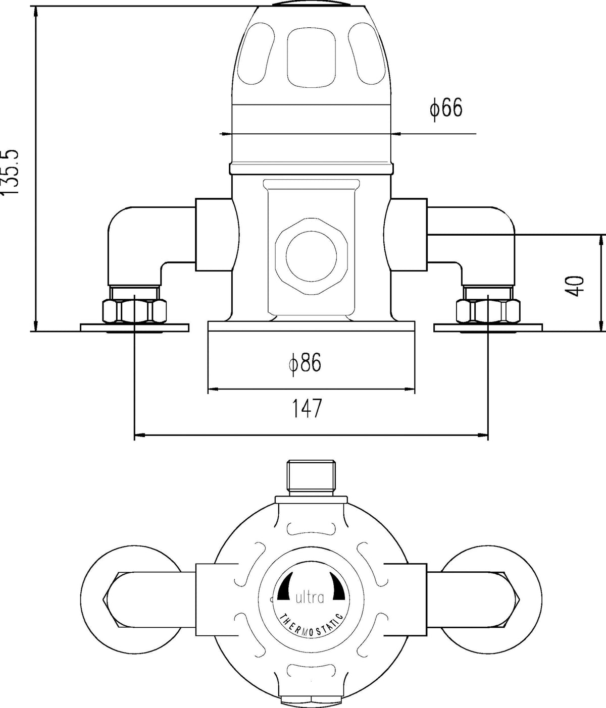 Modern Splash Chrome Commercial Exposed Shower Valve