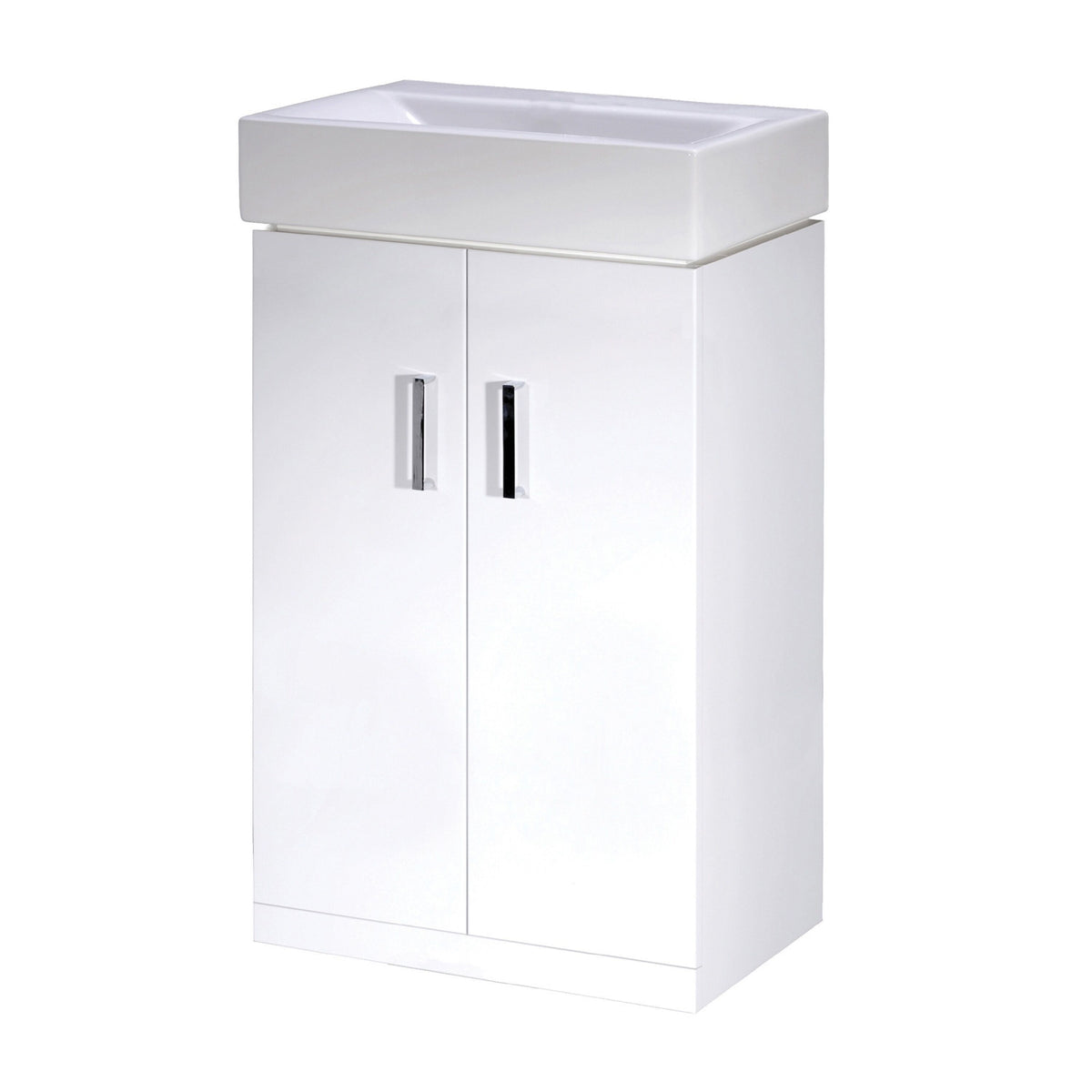 Modern Splash 450mm Gloss White 2 Door Floor Standing Vanity Unit