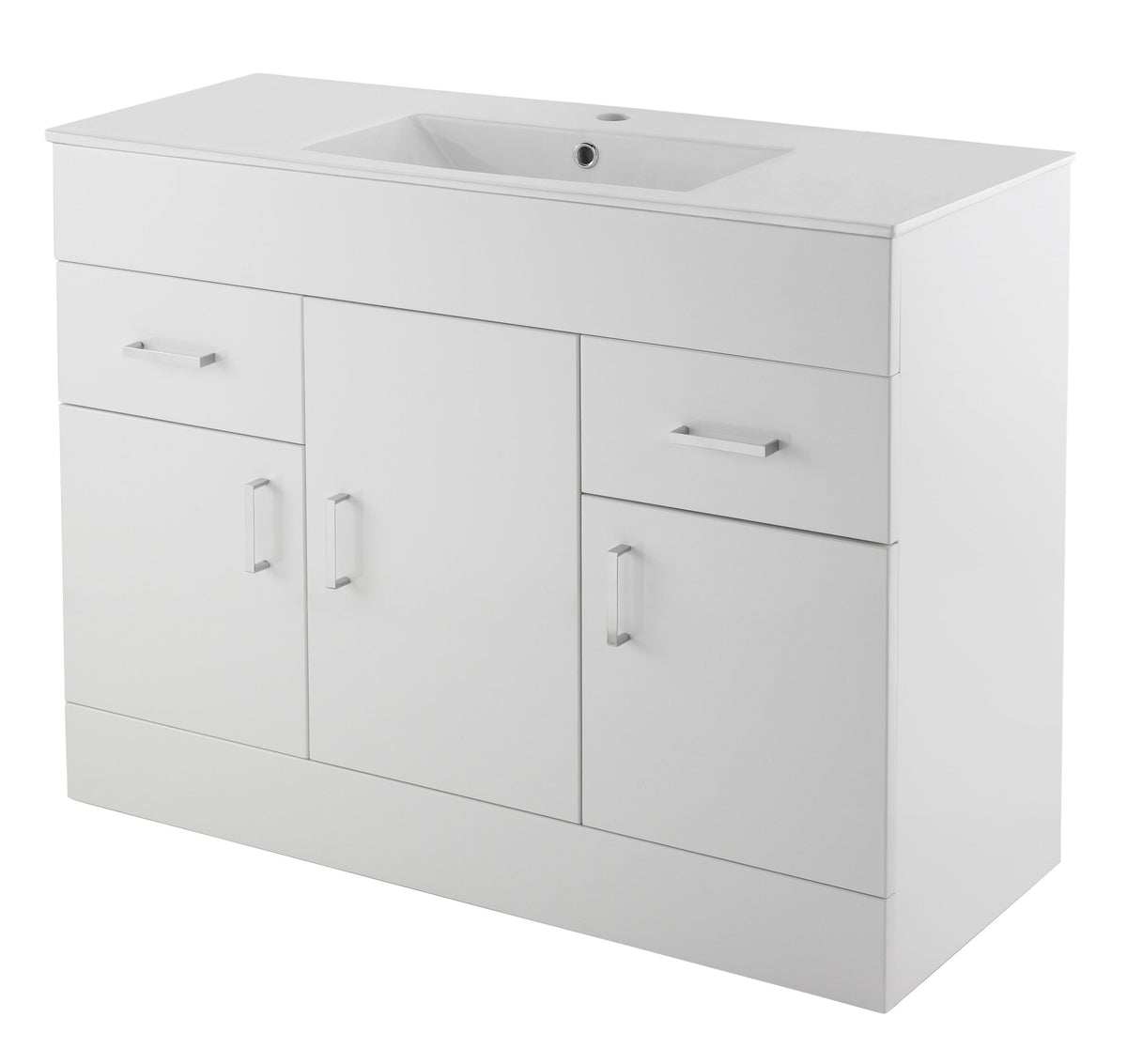 Modern Splash 1000mm Gloss White 3 Door 2 Drawer Floor Standing Cabinet With Basin